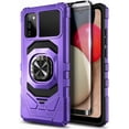 thumbnail image 1 of Nagebee Phone Case for Samsung Galaxy A02S with Tempered Glass Screen Protector (Full Coverage), Full-Body Protective Armor [Military-Grade], Magnetic Car Mount Ring Holder Heavy-Duty Case (Purple), 1 of 6
