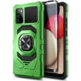 thumbnail image 1 of Nagebee Phone Case for Samsung Galaxy A02S with Tempered Glass Screen Protector (Full Coverage), Full-Body Protective Armor [Military-Grade], Magnetic Car Mount Ring Holder Heavy-Duty Case (Green), 1 of 6