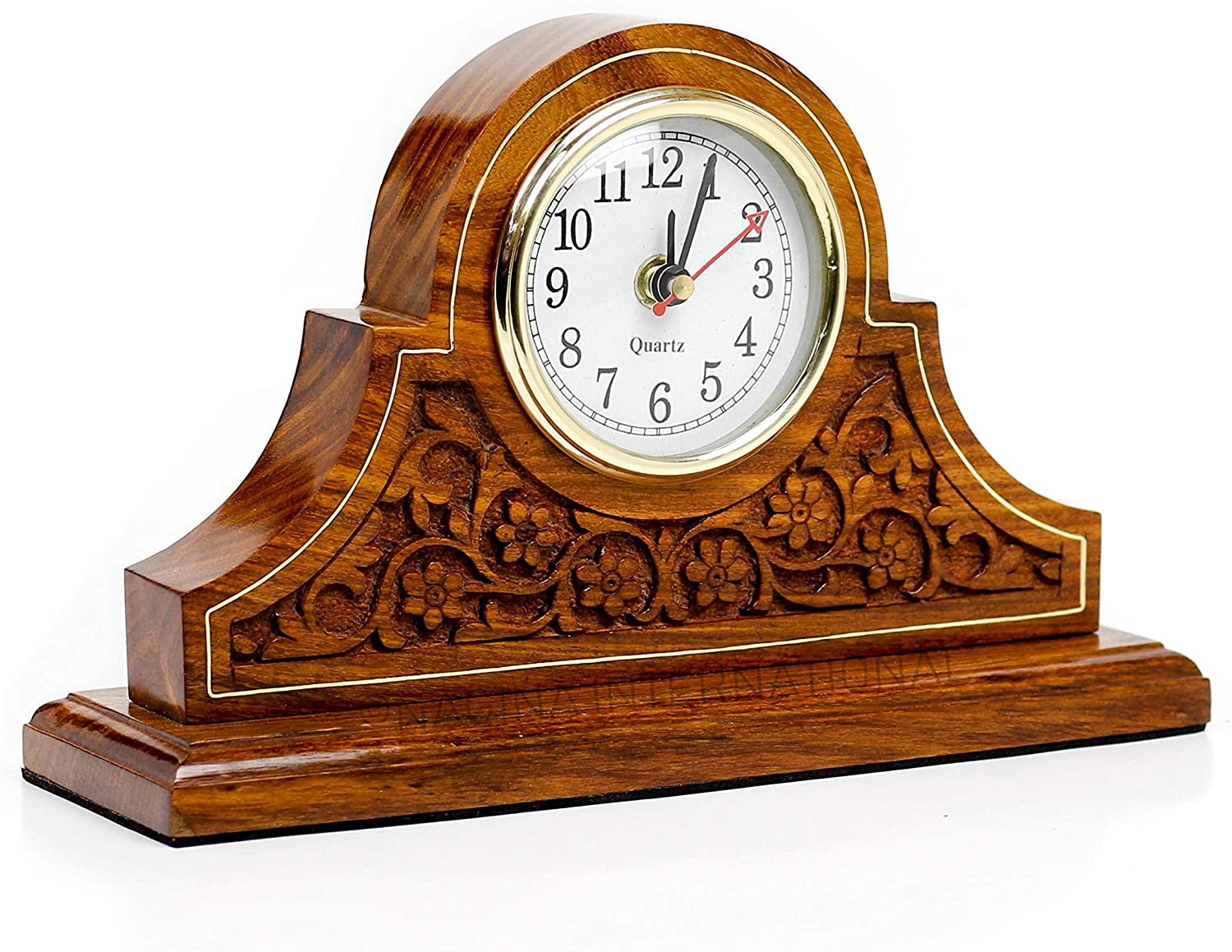 Nagina International 10" Quartz Traditional Tambour Indoor Mantel Clock, Silent Mechanism