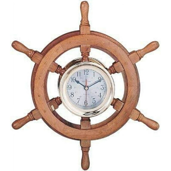 Nagina International 13" Nautical Captain's Ship Wheel Clock