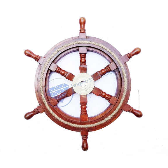 Nagina International 18" Deluxe Nautical Premium Captain's Decorative Ship Wheel With Rope - Vintage Ocean Beach Home Decor Gift