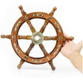thumbnail image 1 of Nagina International 18" Premium Nautical Ship Wheel With Attractive Brass Work | Authentic Rosewood Quality & Craftsmanship | Pirate's Boat Wheel For Decor, 1 of 6
