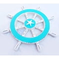 thumbnail image 1 of Nagina International 18" Rustic Ocean Blue Decorative Nautical Ship Wheel | Starfish Motif | Pirate's Wall Decor | Sea Gift, 1 of 3