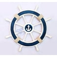 thumbnail image 1 of Nagina International 24" Nautical Decorative White Blue Premium Ship Wheel With Accentuated Anchor And Rope | Pirate's Wall Decor | Sea Gift, 1 of 6