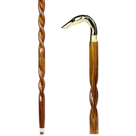 Nagina International Aluminum & Brass Decorative Rosewood Walking Cane | Full Size Walking-Stick for Men & Women (Spiral Wood, Dobermann)