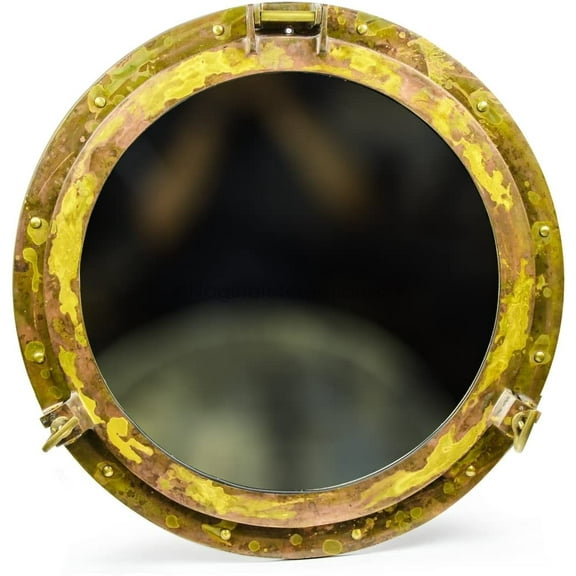 Nagina International Antique Brass Porthole Mirror | Maritime Ship's Decor | Wall Hanging (30 Inches)