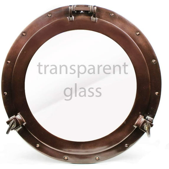 Nagina International Antique Coke Copper Wall Mounted Nautical Premium Aluminum Vintage Mirror | Ship's Porthole Window | Pirate's Maritime Nautical Themed Decor (20 Inches, Light Antique Window).