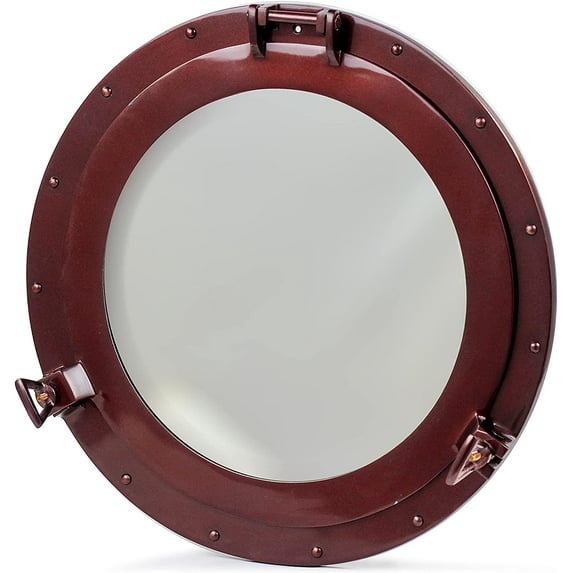 Nagina International Antique Copper Premium Nautical Maritime Ship's Porthole | Authentic Rustic Appeal Porthole Mirrors & Windows (Transparent Glass, 17 Inches)