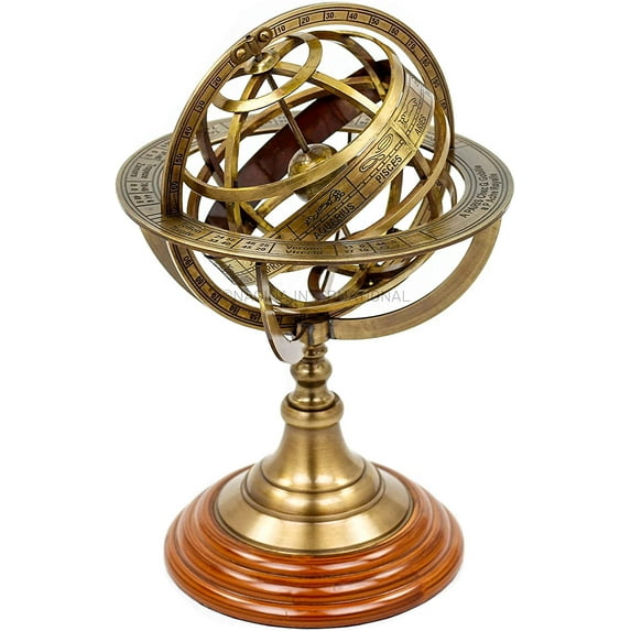 Nagina International, Brass Nautical Armillary Sphere In Antique Finish 8 Inches