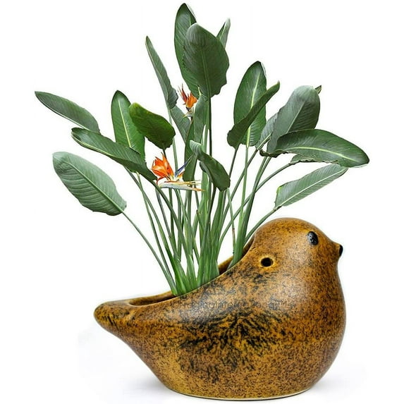 Nagina International Brown Sparrow Ceramic Standing Planter | Window Decor Gifts