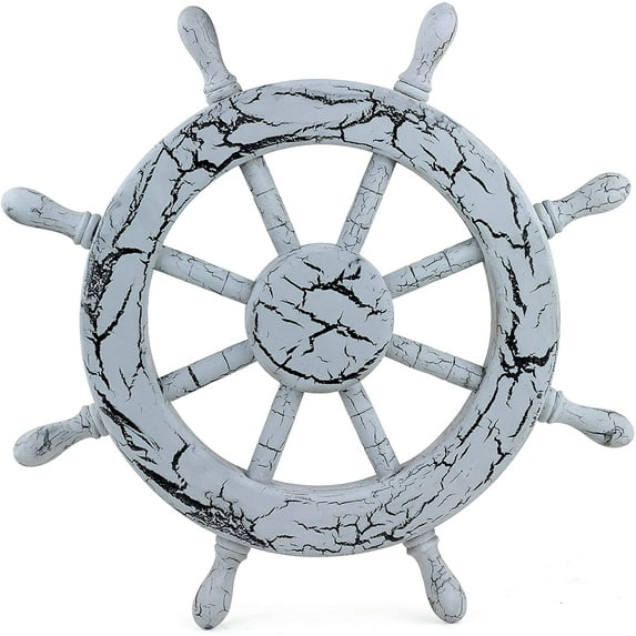 Nagina International Crispy Cracklings Antique Beautiful Vintage Nautical Maritime Genuine Wood Hand Crafted Pirate's Wall Ship Wheel | Home Decor Gifts (16 Inches, Vintage Black)