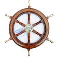 thumbnail image 1 of Nagina International Deluxe Nautical Heavy Brass Handle Ship Wheel | Wall Hanging | Numerals | Vintage Gift (18 Inches), 1 of 6