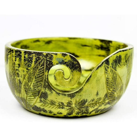 Nagina International Exquisite Premium Yarn Ball Storage Bowls | Hand Painted Lovely Decor Yet Functional Yarn Dispenser (Large (7 x 4 x 7 Inches), Ambush Green)