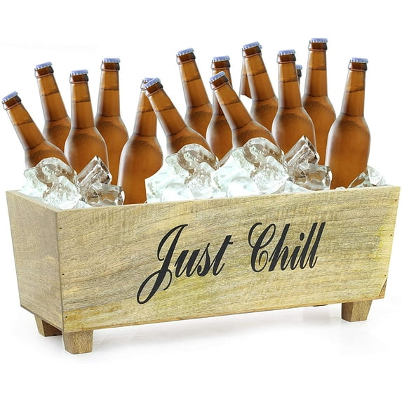 Nagina International Just Chill Authentic Wooden Crafted Large Wine Cooler | Stainless Wooden Ice Bucket