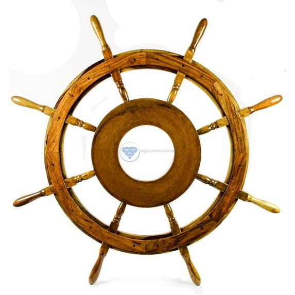 Nagina International Natural Nautical MDF Hub Wooden Pirate's Ship Steering Wheel - Home Decor - Pirate Nursery Gift (30 Inches)