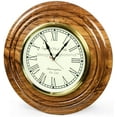 thumbnail image 1 of Nagina International Nautical Brass Time's Wall Clock with Roman Numerals On Rosewood Premium Base | Hand Crafted Gifts & Decor (14 Inches), 1 of 1