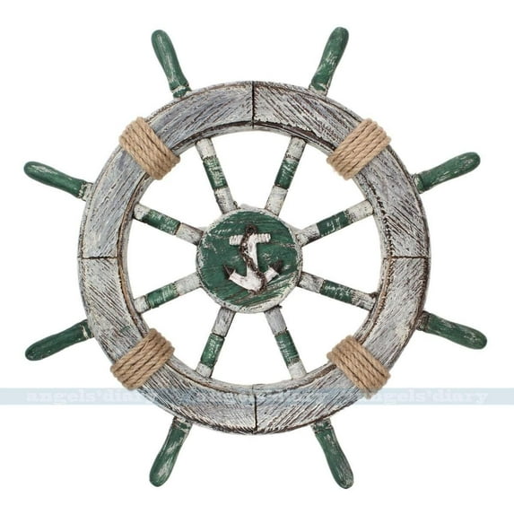 Nagina International Nautical Decorative Army Green Pirate Decor Ship Wheel - Home Decor (60 Inches)
