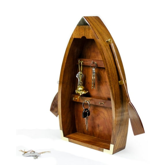 Nagina International Nautical Handcrafted Boat Key Cabinet with Key Hooks | Maritime Home Decor Products