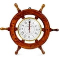 thumbnail image 1 of Nagina International Nautical Handcrafted Wooden Premium Wall Decor Wooden Clock Ship Wheels | Pirate's Accent | Maritime Decorative Time's Clock (18 Inches, Clock Size - 6 Inches), 1 of 6