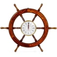 thumbnail image 1 of Nagina International Nautical Handcrafted Wooden Premium Wall Decor Wooden Clock Ship Wheels | Pirate's Accent | Maritime Decorative Time's Clock (30 Inches, Clock Size - 8 Inches), 1 of 5