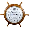 thumbnail image 1 of Nagina International Nautical Handcrafted Wooden Premium Wall Decor Wooden Clock Ship Wheels | Pirate's Accent | Maritime Decorative Time's Clock (30 Inches, Clock Size - 5 Inches), 1 of 5