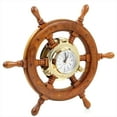 thumbnail image 1 of Nagina International Nautical Premium Wide Brass Porthole Ship Wheel Clock | Wall Hanging | Numerals | Vintage Gift (24 Inches), 1 of 4
