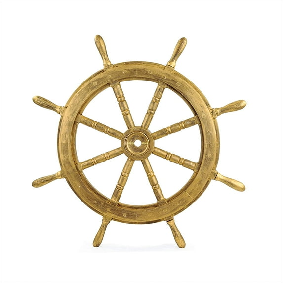 Nagina International Nautical Wooden Antique Vintage Captain's Ship Wheel - Pirate Home Decor Gifts - Nursery Wall Hangings (48 Inches, Antique Golden)