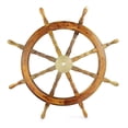 thumbnail image 1 of Nagina International Nautical Wooden Ship Wheel with Navigational Brass Cap | Captain's Pirate Home Decor (36 Inches), 1 of 2
