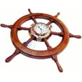 thumbnail image 1 of Nagina International Premium Nautical Decor Ship Wheel | Brass Porthole Clock (36 Inches), 1 of 6