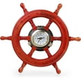 thumbnail image 1 of Nagina International Premium Pine Wood Deluxe Hand Crafted Pirate's Ship Wheel Porthole Time Tide Clock - Captain Maritime Beach Home Decor Gift (16 Inches), 1 of 6