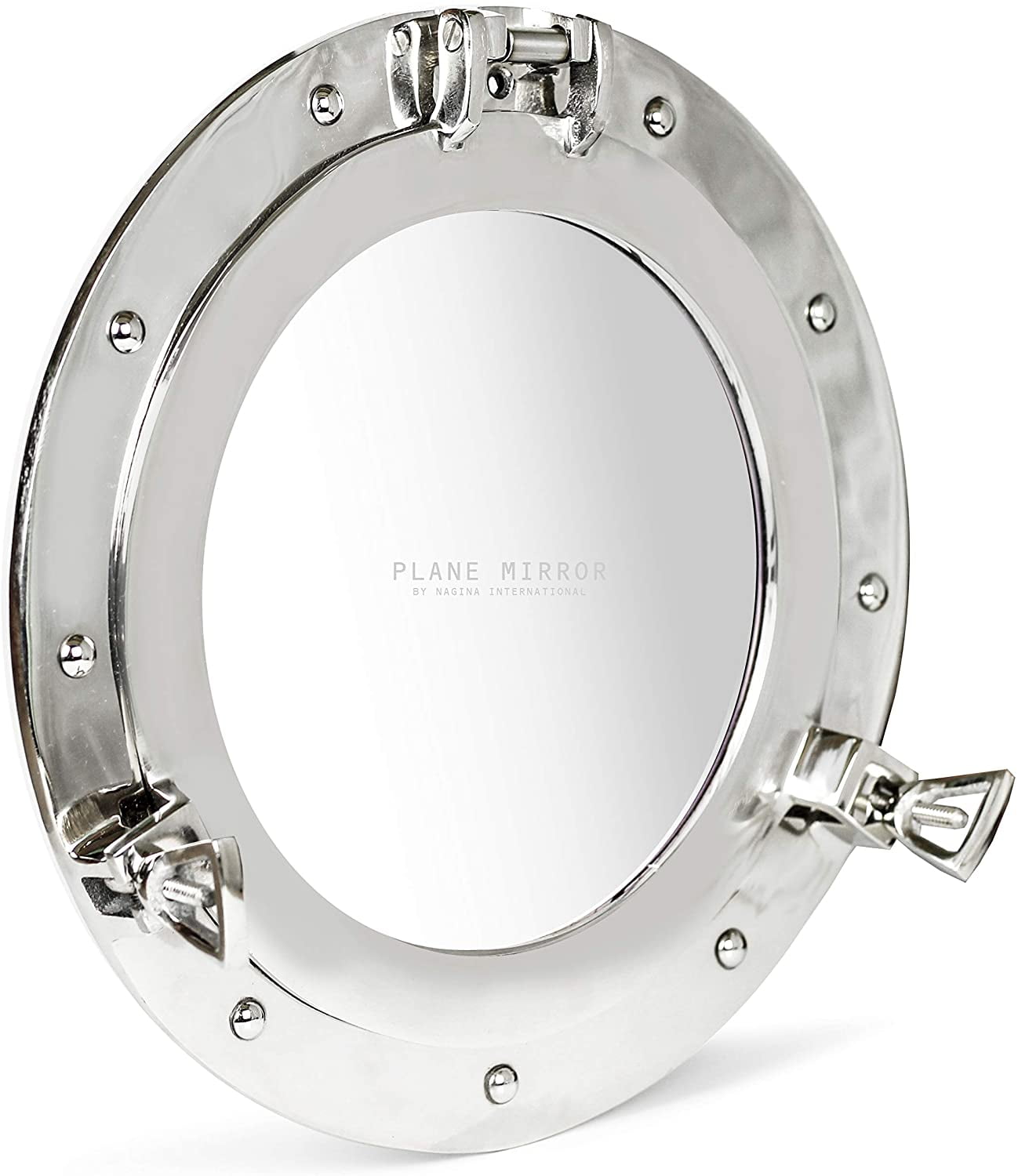 20-Inch Silver Nickel Aluminum Nautical Porthole Mirror