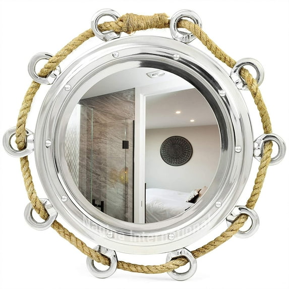 Nagina International Roped Porthole Mirror 23.5" Diameter Aluminum