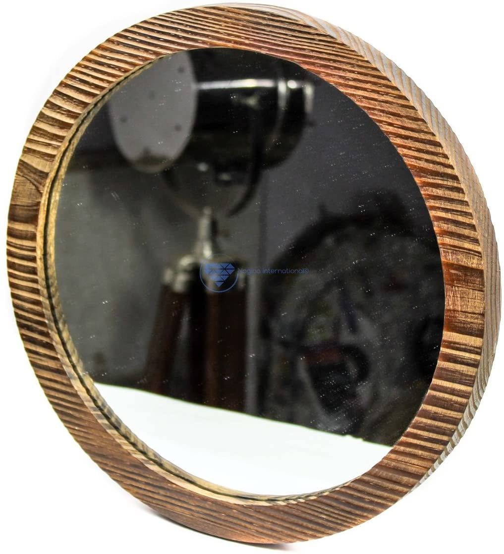 Nagina International Rustic Vintage Styled Chic Mirrors | Exclusive Antique Colored Crafts Bathroom Mirror Set | Gifts Decor & Collectibles (Large, Vintage Black)