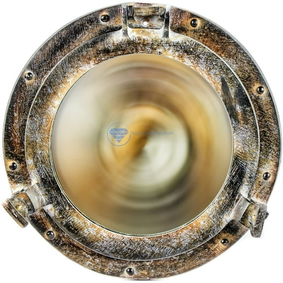 Nagina International Shipwrecked Artificially Rustic Vintage Ship's Porthole Mirrors | Pirate's Exclusive Nautical Wall Decor & Gifts (8 Inches, Antique Brown)