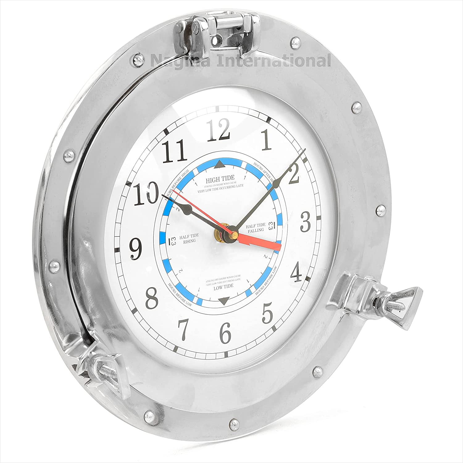 Nagina International Mahogany Maritime Authentic Wood - Reloj de marea náutica y