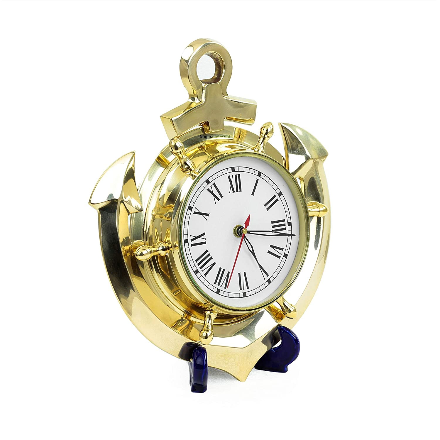 Nagina International Solid Brass Time's Wall Clock Anchor