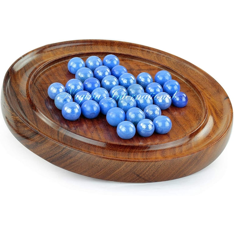 Nagina International Wooden Rosewood Crafted Peg Solitaire Wooden Crafted  Adult Toys & Games (Azure Blue)