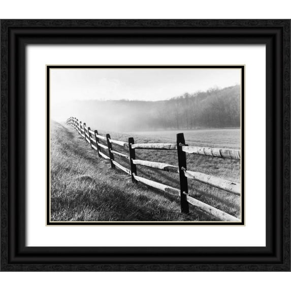 Nagler, Monte 14x12 Black Ornate Wood Framed with Double Matting Museum Art Print Titled - Vanishing Fence