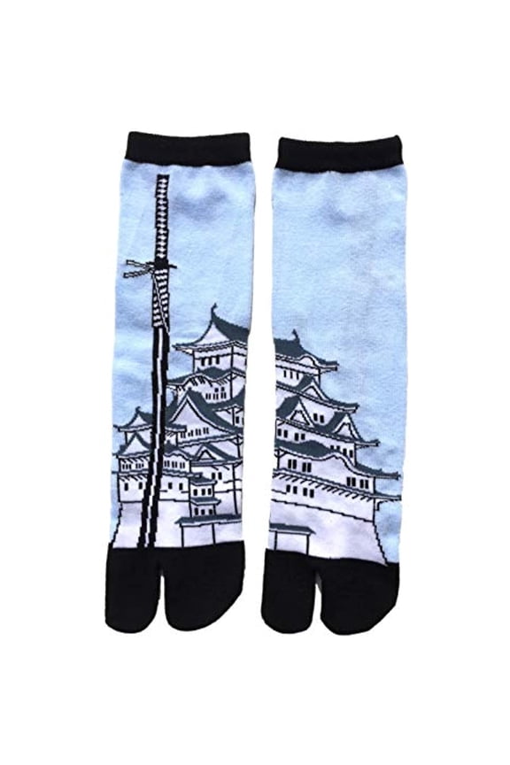 Japanese Sword & Castle Split Toe Tabi Socks, Free Size