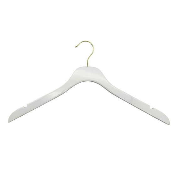 Nahanco 17” NAHANCO SlimLine Wooden Shirt/Dress Hanger - High Gloss White W/Gold