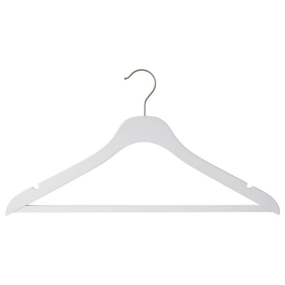 Nahanco 17” NAHANCO SlimLine Wooden Suit Hanger With Pant Bar - Low Gloss White