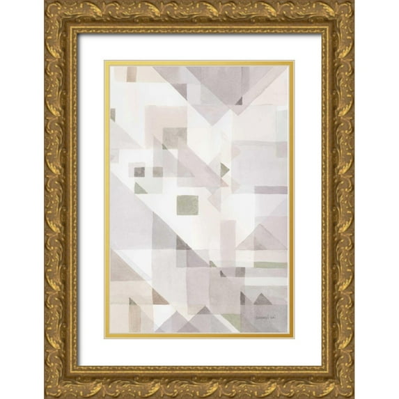 Nai, Danhui 11x14 Gold Ornate Wood Framed with Double Matting Museum Art Print Titled - Try Angles IV Neutral Sage