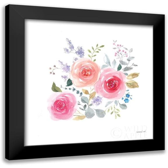 Nai, Danhui 12x12 Black Modern Framed Museum Art Print Titled - Lush Roses IV