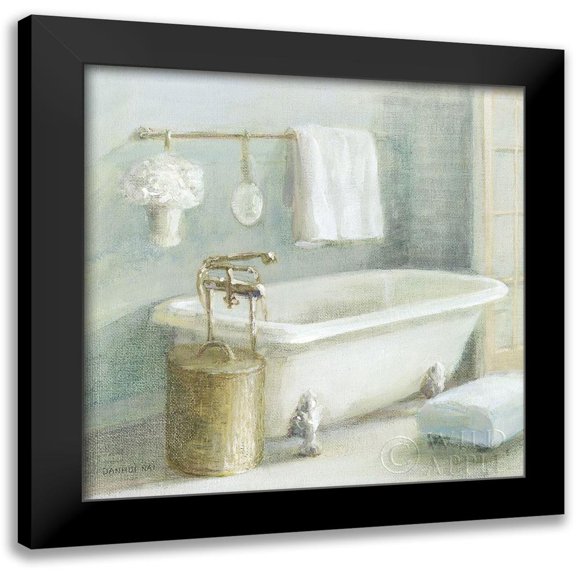 Nai, Danhui 12x12 Black Modern Framed Museum Art Print Titled - Refreshing Bath II Brass