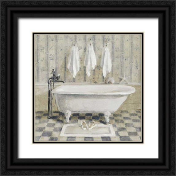 Nai, Danhui 12x12 Black Ornate Wood Framed with Double Matting Museum Art Print Titled - Victorian Bath IV White Tub