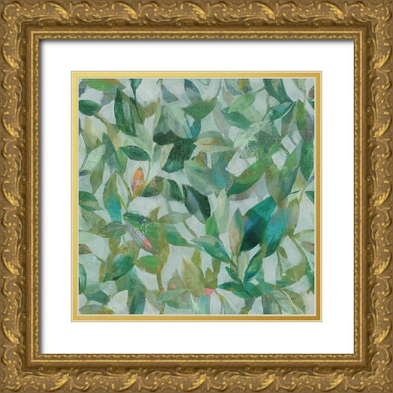 Nai, Danhui 12x12 Gold Ornate Wood Framed with Double Matting Museum Art Print Titled - Summer Garden Pattern II