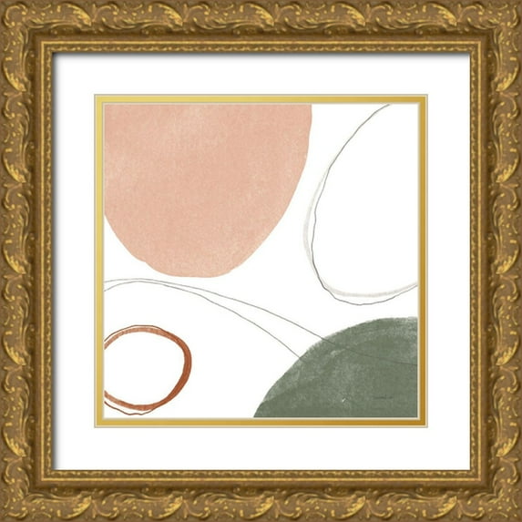 Nai, Danhui 12x12 Gold Ornate Wood Framed with Double Matting Museum Art Print Titled - Threads of Motion I Warm Crop