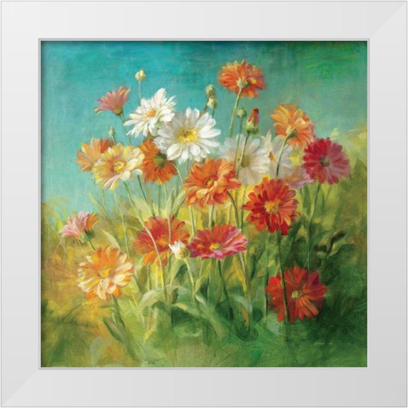 Nai, Danhui 12x12 White Modern Wood Framed Museum Art Print Titled - Painted Daisies