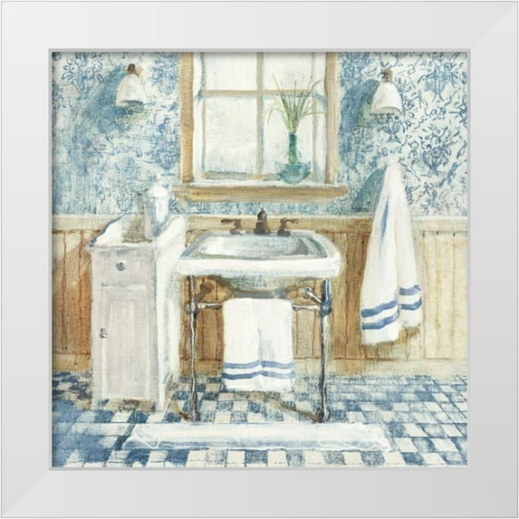 Nai, Danhui 12x12 White Modern Wood Framed Museum Art Print Titled - Victorian Sink I Navy