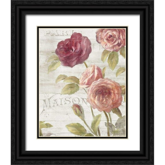 Nai, Danhui 12x14 Black Ornate Wood Framed with Double Matting Museum Art Print Titled - French Roses III